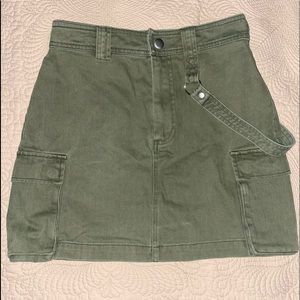 Army Green Denim Cargo Skirt